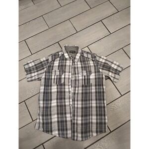 Burnside Mens Plaid Short Sleeve Button Down Shirt Casual Pocket Top